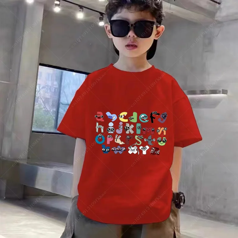 New 2024 Summer Fashion Children\'s Alphabet Lore Harajuku T-shirt Boys T Shirt Girls Clothes Print Cartoon T Shirts Kids Clothes