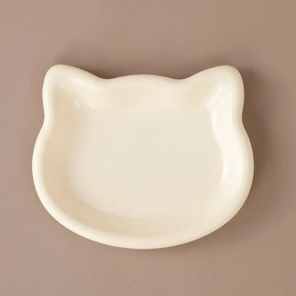 Cute Cat Shape Cat Bowl Non-slip Plastic Cat Plates Anti-Fall Flip Kitten Bowl Pet Feeding