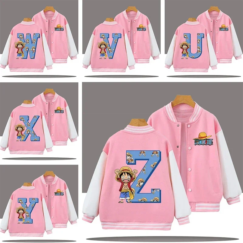 

2026 Boys' Sport Shirt Girls' Casual Top Spring/Summer Jacket Letter A-Z Pirates King Children's Baseball Uniform Cartoon Print