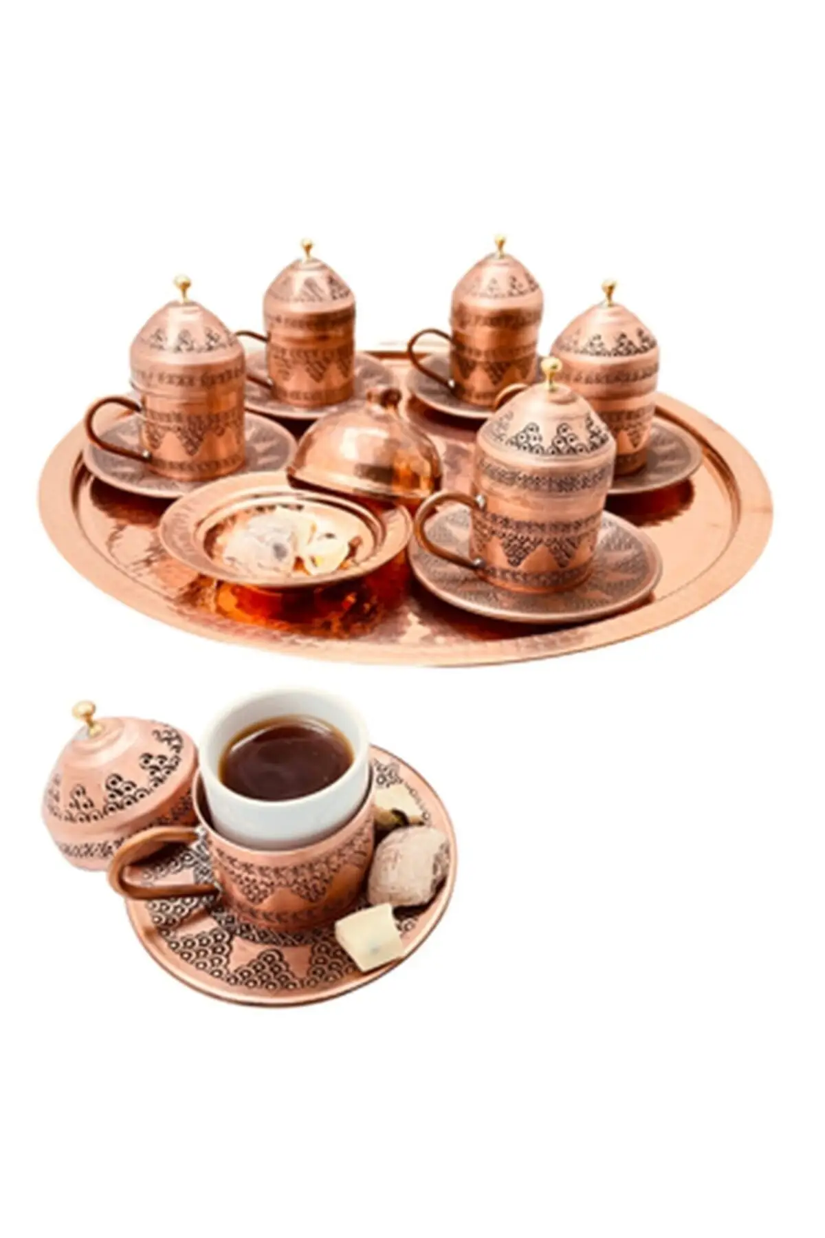 DOLBOVI 6 Pieces Copper cup Set Grape Motif Tumbled Color handmade espresso cup