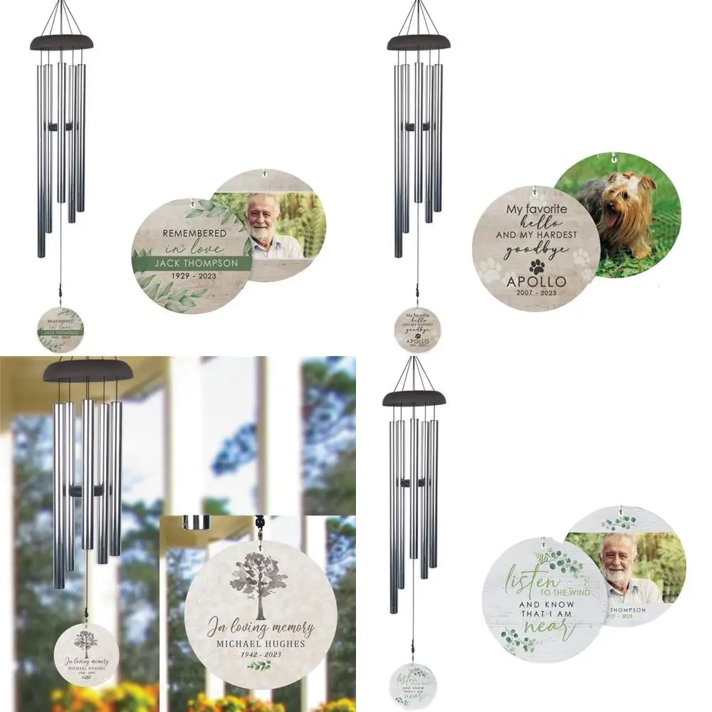 

24-inch personalized memorial wind chime - a loving tribute in floral wood