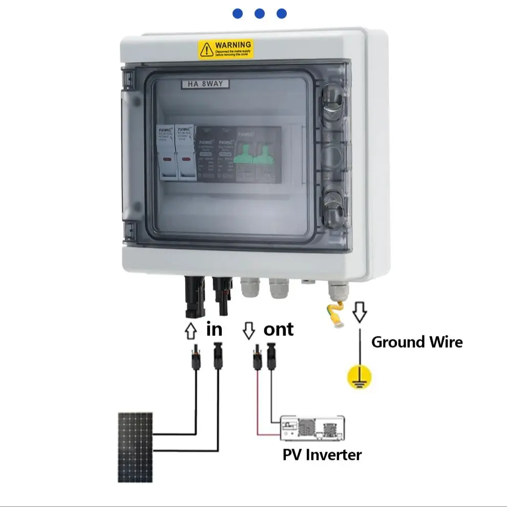 1 in 1 out HA DC 600V Solar photovoltaic PV Combiner Box With Lightning Protection 32A Fuse MCB SPD Waterproof IP65 Distribution