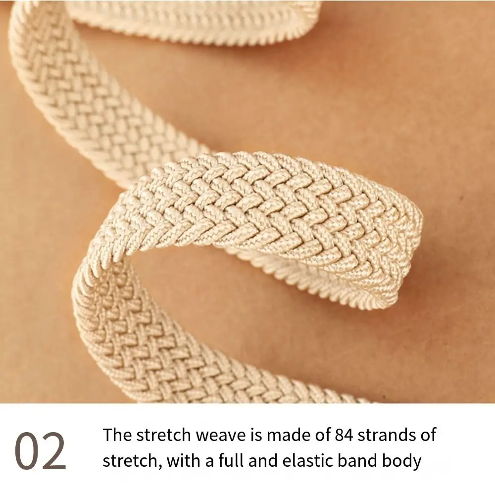 Casual Canvas Woven Belt Alloy Pin Buckle Knitted Thin Elastic Waistband High Quality No Holes Stretch Waist Belts Unisex