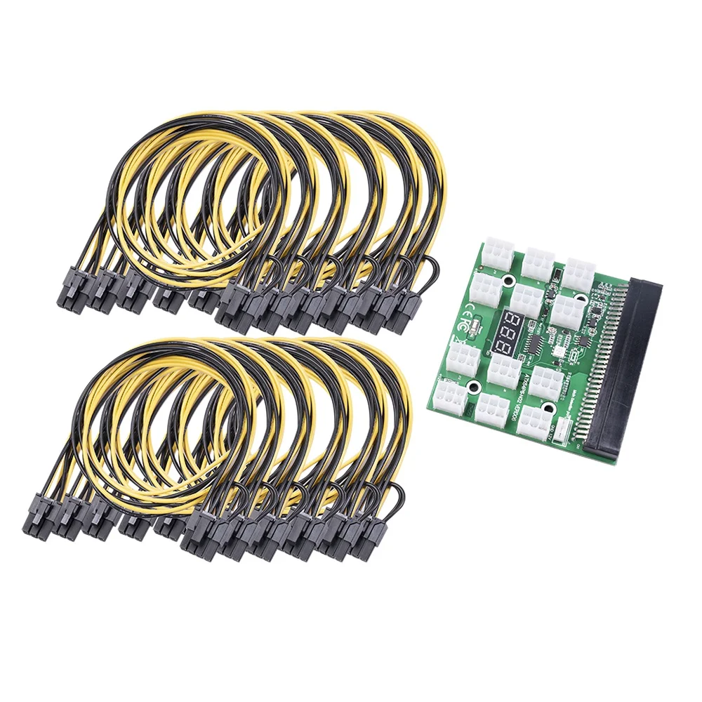 

Плата блокировки модуля питания для HP 1600 Вт PSU, преобразование мощности сервера + 12 шт. 50 см от 6 до 8 контактов, кабель питания для BTC