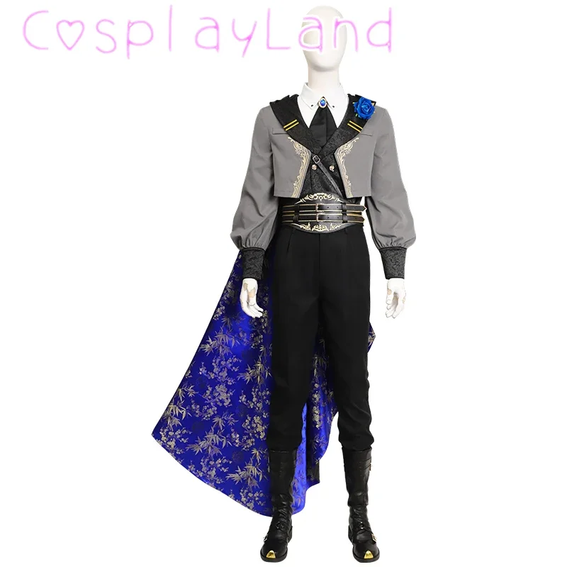 FF Sephiroth Cosplay Costume Blue Rose Thorn Night Outfit Halloween Christmas Comic Con Party Men Suit Custom Size Full Uniform