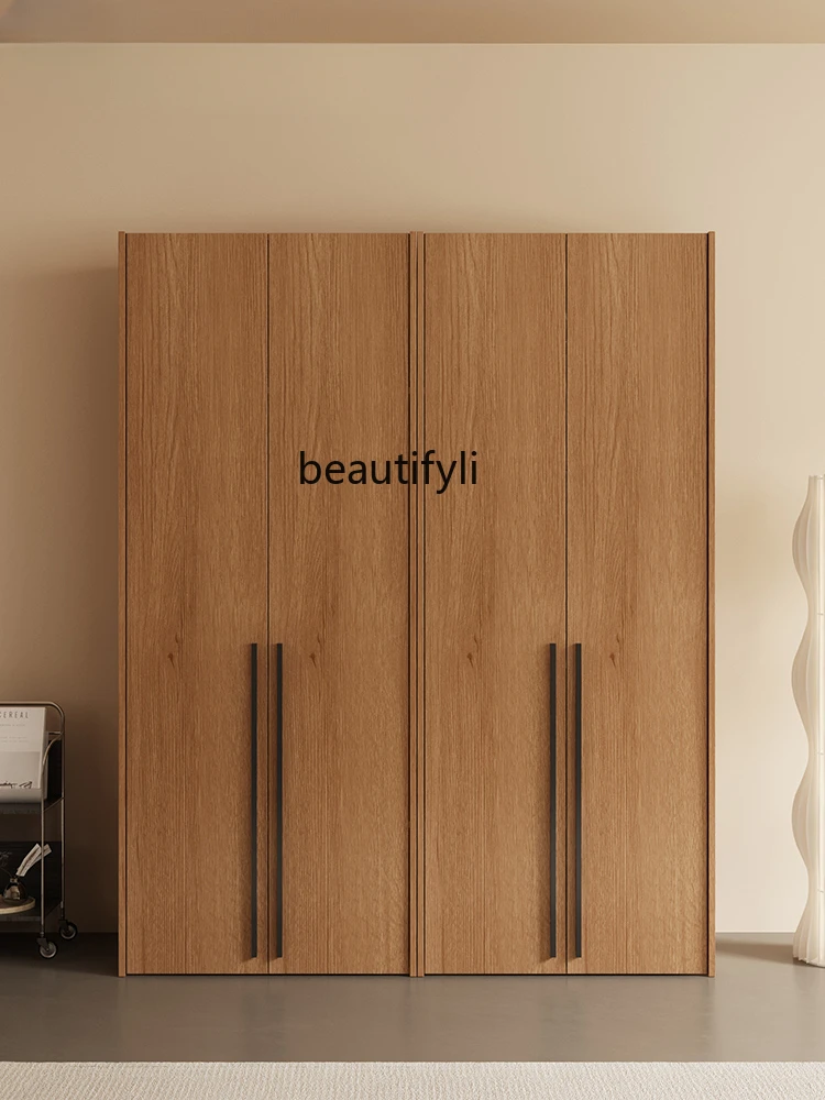 

Nordic Solid Wood Wardrobe Modern Minimalist Small Apartment Locker Two Four-Door Combination Wardrobe Bedroom Log Furniture