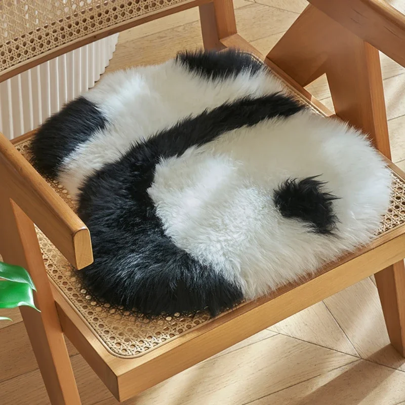 

Wool Cushion Plush Chair Casual Striped Animal Panda Lamb Shape Warm Thicken Simple Modern New Chinese Style Large 45CM x 45CM