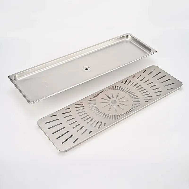 Stainless steel multi-specification hollow drain tray, sturdy and practical drainage diversion sink, removable filter screen