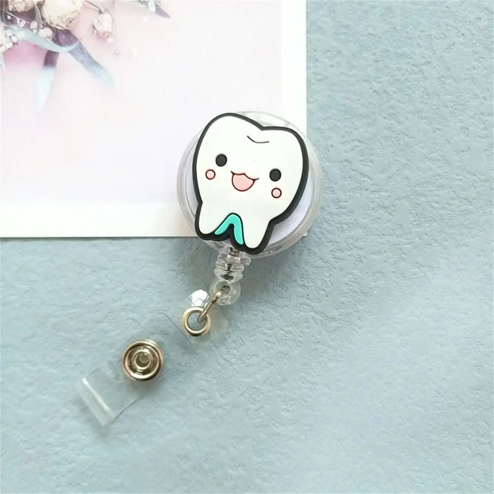

Hospital Use Dentist Teeth Badge Holder Work Card Teeth Shape Retractable Badge Reel Chest Card Cute ID Card Holder Name Card