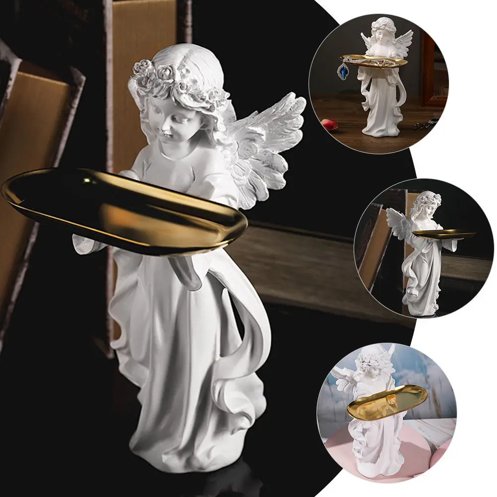 

Resin Angel Tray Jewelry Holder for Dresser Table Top Organization Small Dish for Accessories Keys Perfume Candy Storage