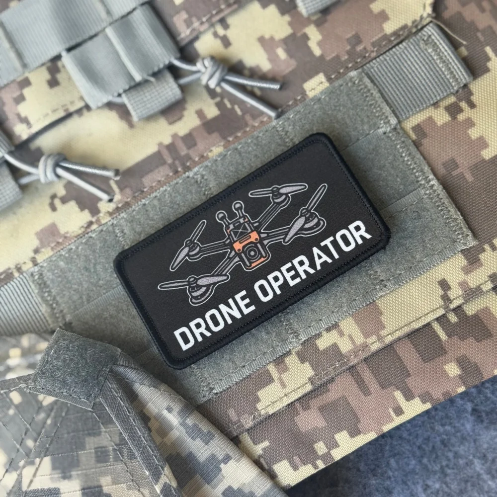 Drone Operator Morale Printed Patch Tactical FPV Pilot Badges Quadcopter Hook and Loop Emblems for Backpack Vest Gear Applique