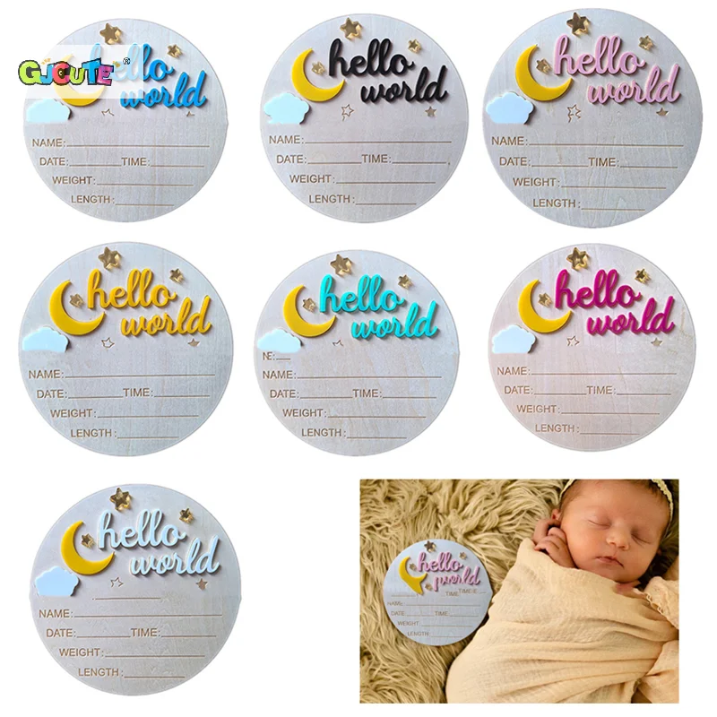 Wooden Baby Monthly Milestone Card Flower Double Sides Number Month Girls Boys Newborn Photography Props Accessories