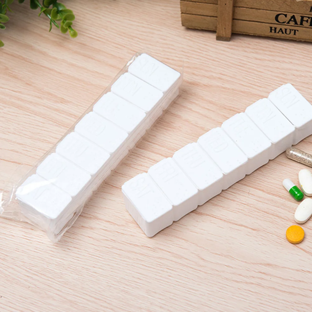 

5pcs Mini Pill Box 7-Day Weekly Organizer Portable Medicine Case With Braille For Home Travel Storage Container