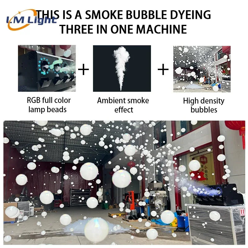 Smoke Bubble Machine com luz LED, 1500W, 3000W, RGBW, 4ni1, Disco, palco, efeitos especiais, festa de casamento, venda quente