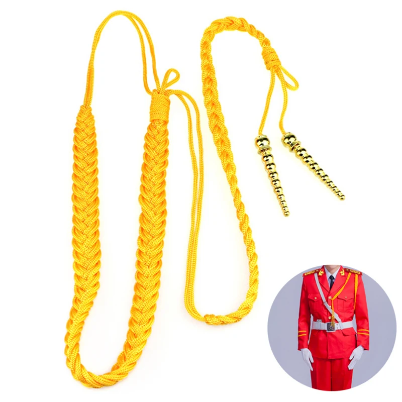 1Pc Red/Yellow Aiguillettes Wire Cord Or 2Pcs Yellow Pendants For Uniform Cosplay Costume DIY Clothes Decoration