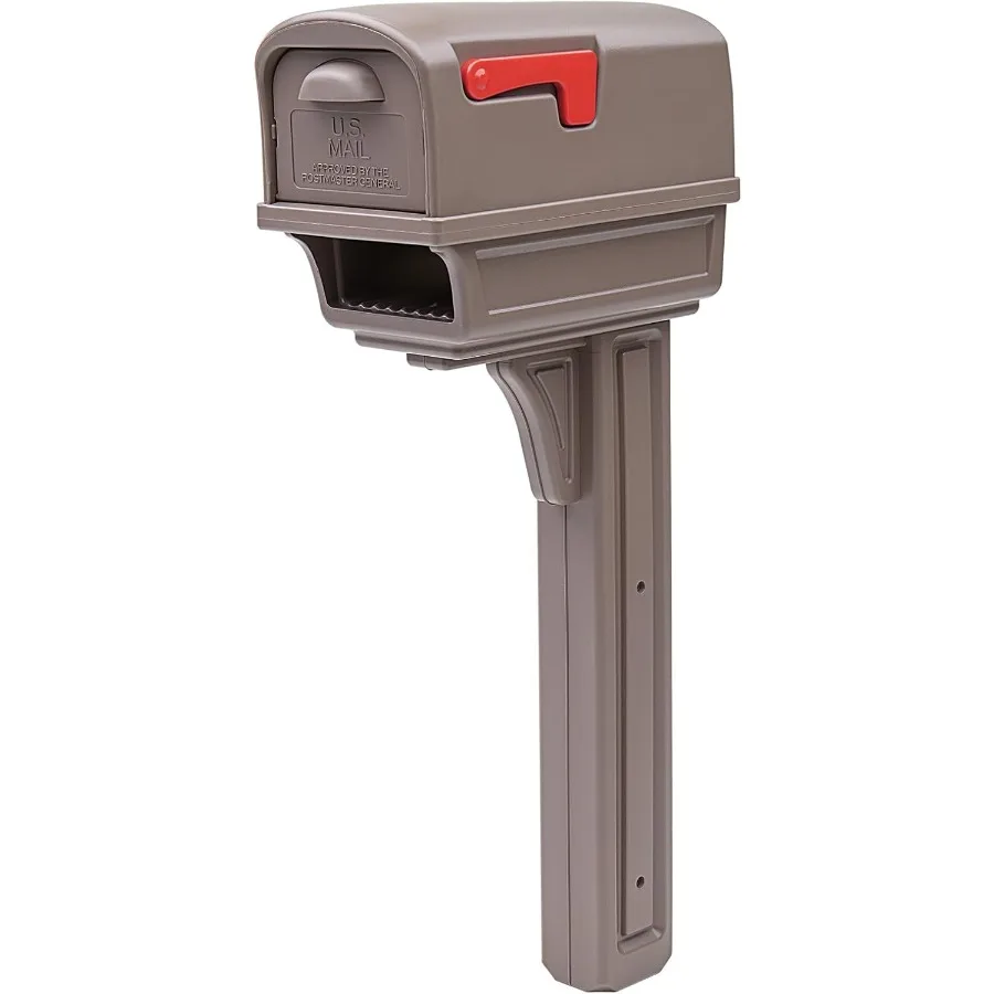 

Gentry Large Capacity Double-Walled Plastic Mocha All-In-One Mailbox Post Combo Kit for Outdoor Use with High Security and Weat