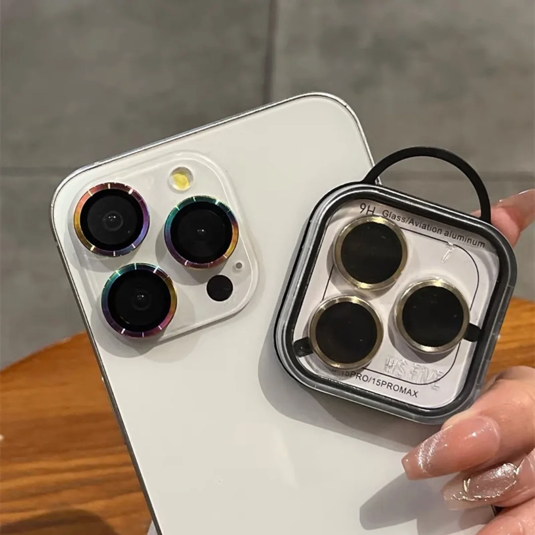 

2-3Pcs Colour Ring Camera Lens Protector Glass For iPhone 11 12 13 14 15 Pro Max Mini Plus Full Cover Camera Protector Lens Film