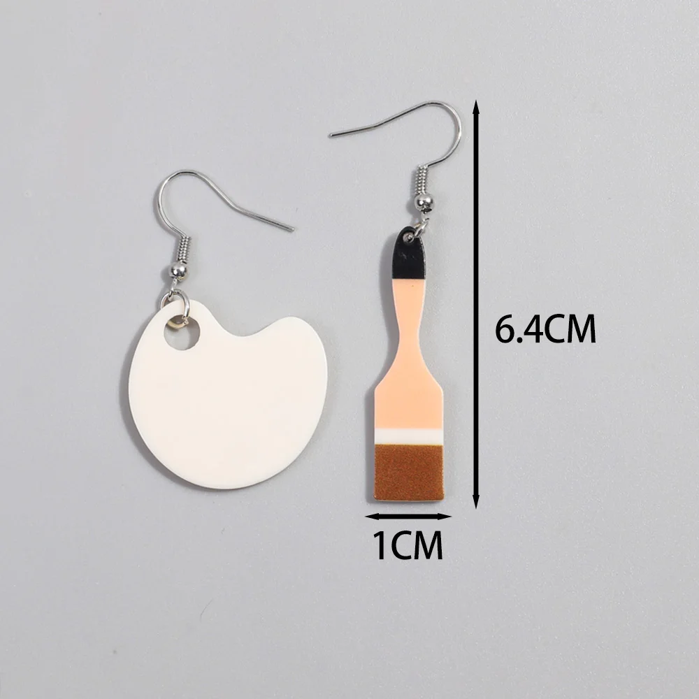 New Cartoon Brush Palette Acrylic Drop Earrings for Women Creative Funny Artist Palette Dangle Earrings Party Jewelry Gift