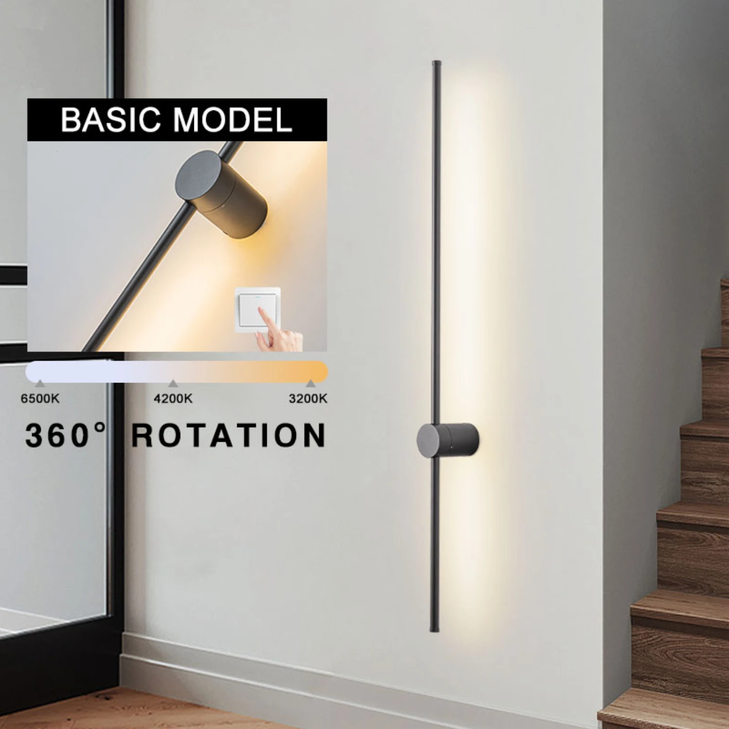 New Sleek Modern Dimmable Nordic Wall Lights with 360° Rotation - Stylish LED Sconce for Bedroom and Living Room - Ideal for Ai