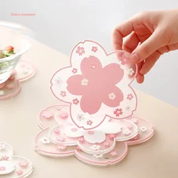 Kawaii Cherry Blossom Coaster Tea Cup Mat Japan Sakura Coaster Insulation Mat Non-Slip Mat for Tea Milk Mug Cup Coasters