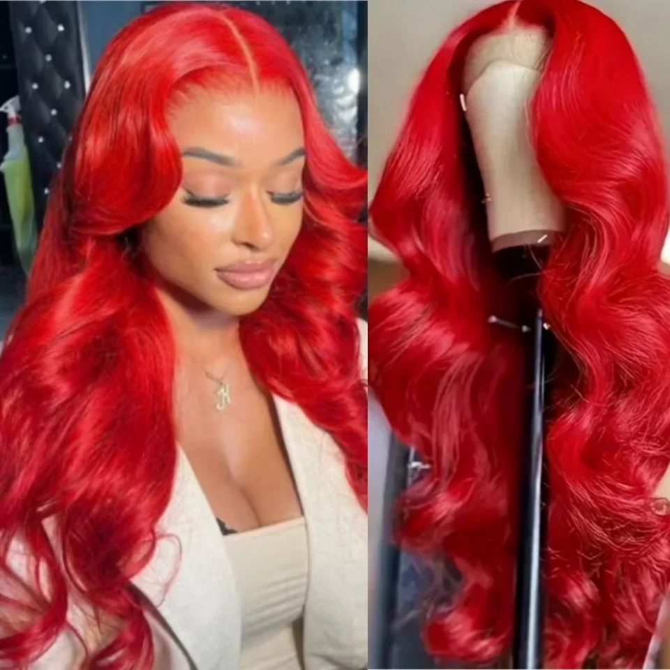 

30 40 Inch Hot Red 13x4 13x6 Hd Lace Frontal Wigs Human Hair Wig Brazilian Red Colored Body Wave Lace Front Wig For Women