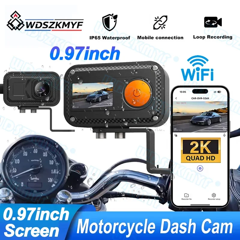 2K HD WIFI IP65 Waterproof Motorcycle Dash Cam DVR Front Mini Camera for Motorcycle Electric Mountain Bike Bicycle Cam DVR