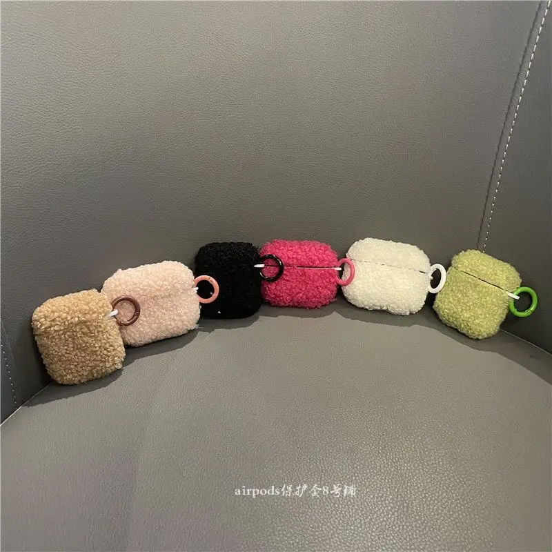 Simple solid color plush model for AirPods2 drop-proof AirPods3 generation headphone case for AirPodsPro fashion protective case