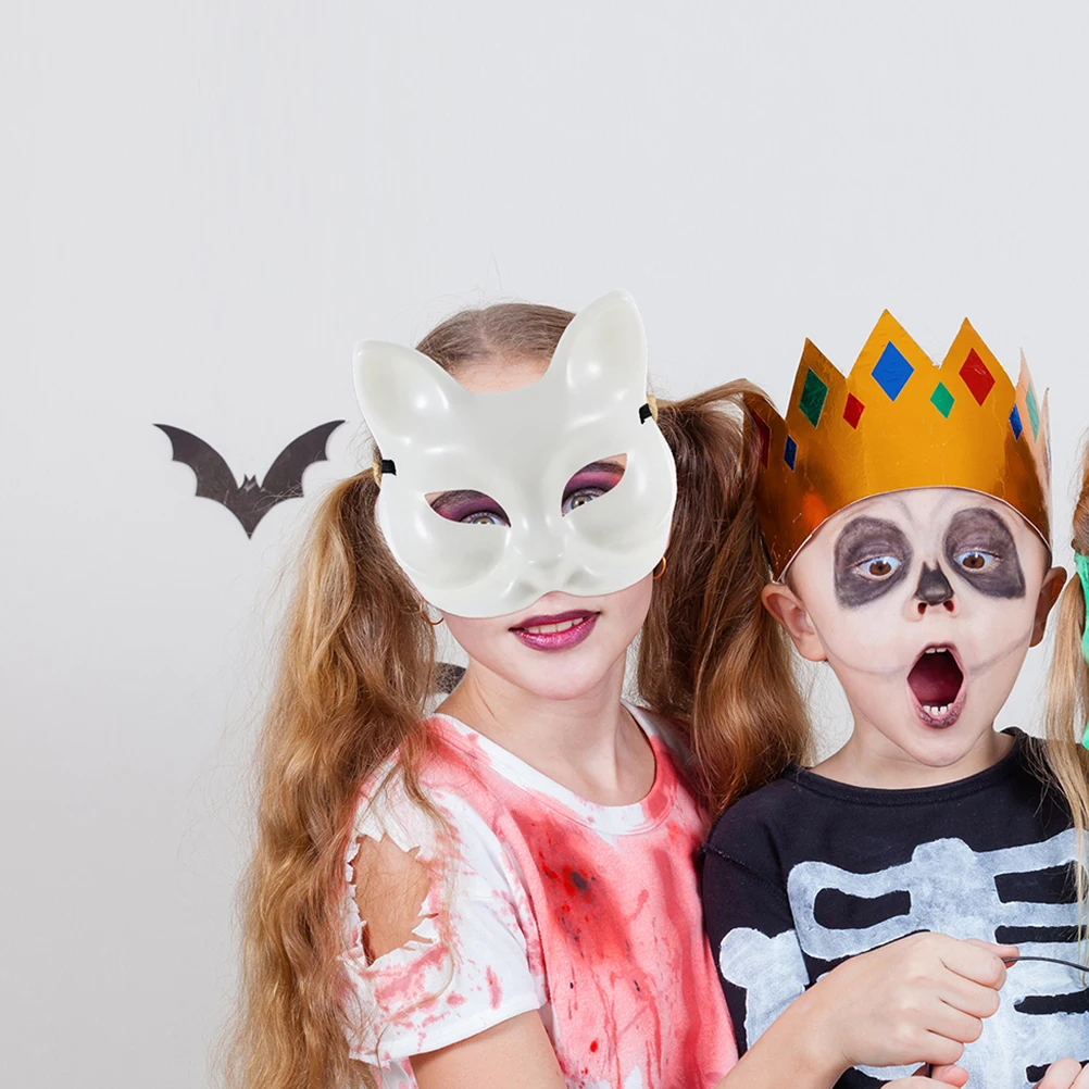 

DIY Fox Blank Animal Cat Mask for Kids Paint Decorative Plastic Craft Half Face Masks Halloween Carnival Cosplay Accessories