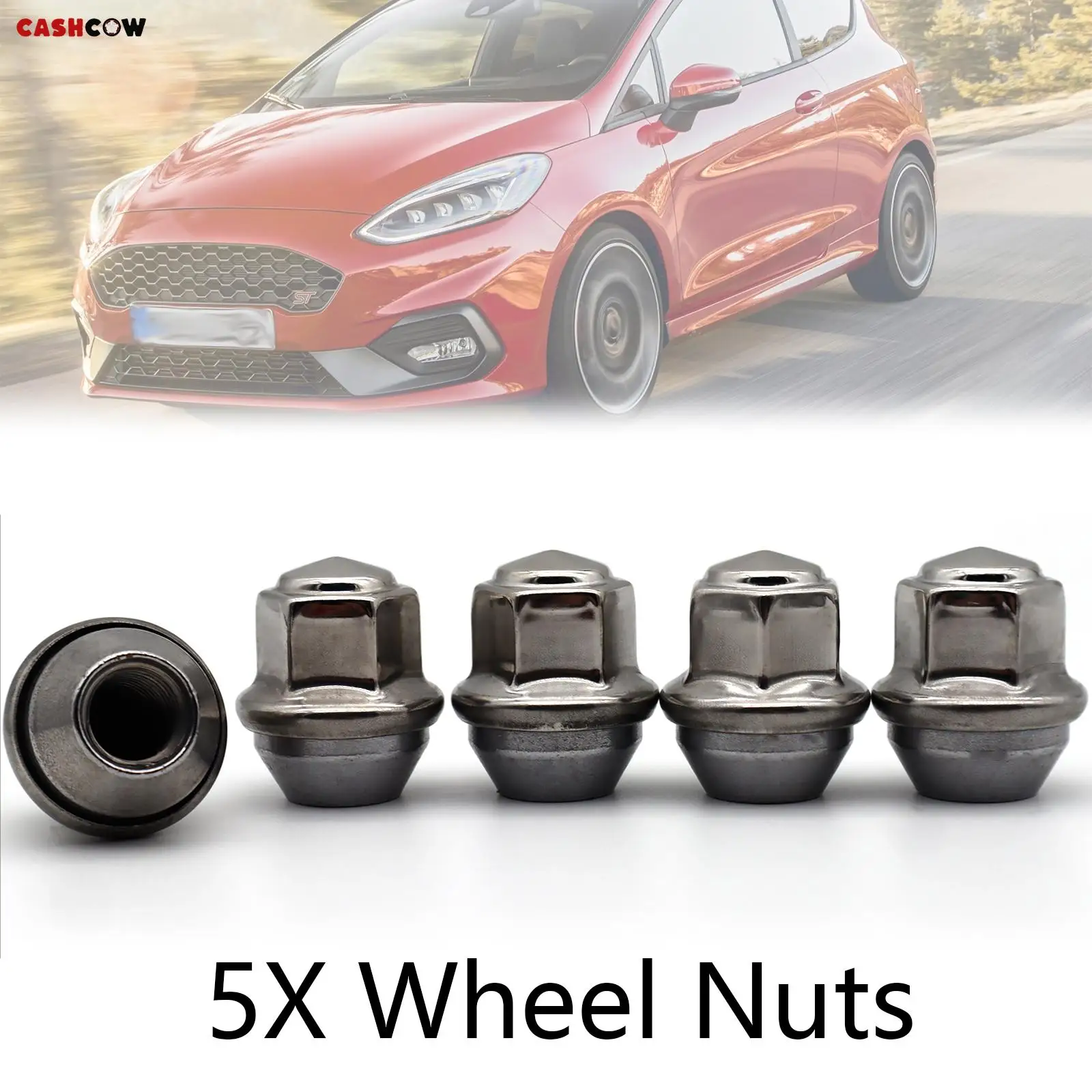 5X Car M12X1.5 Chrome Wheel Lug Nuts 2434886 ACPA-1012-D2B For Ford Foucs Mondeo Kuga Ecosport Fiesta Car Wheel Bolt Accessories