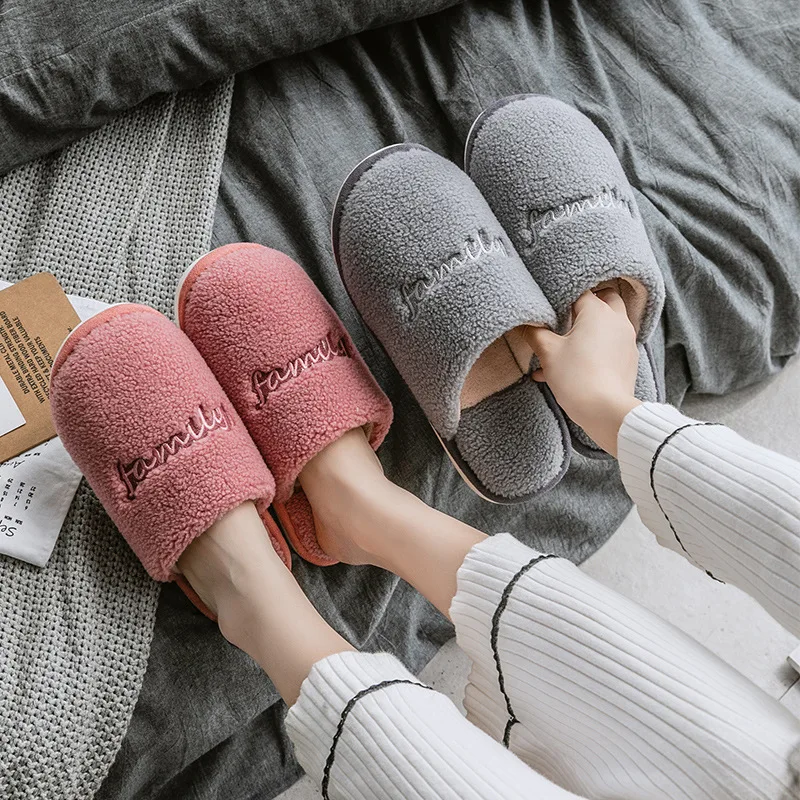 

Furry Slippers Female Winter Thickened Indoor Cotton Shoes Fuzzy Non Slip Warm Funny Cute Fashion Slippers Female Home floor