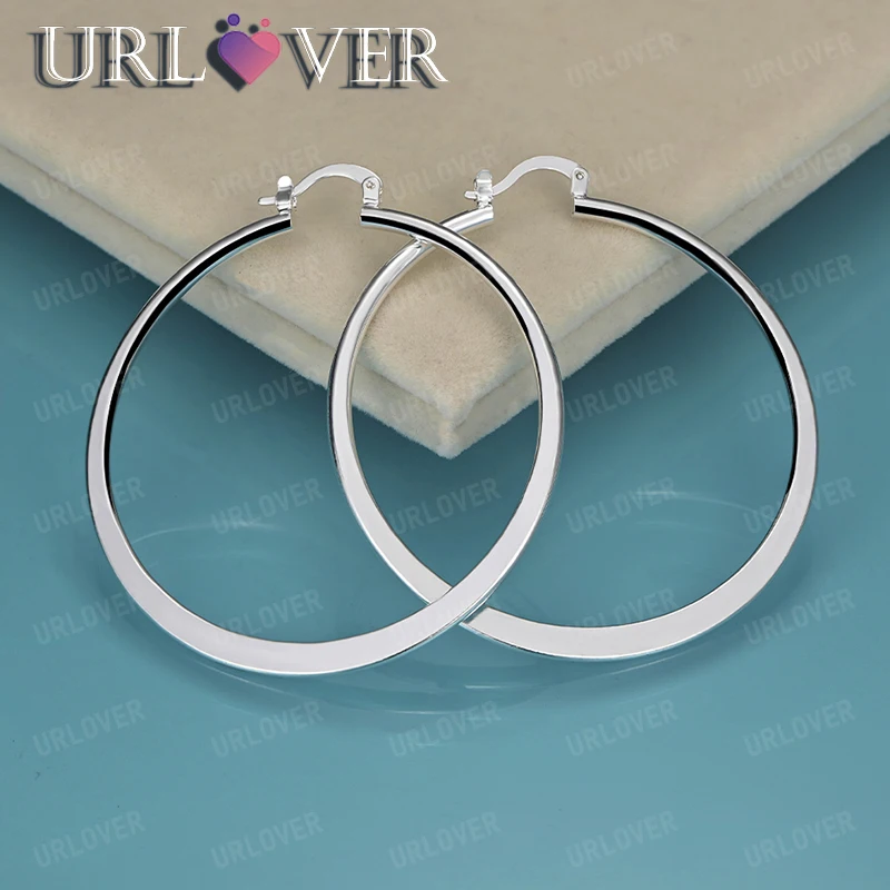 

New Style 925 Sterling Silver Smooth Hoop Earring High Quality Female Jewelry Trend Accessories Lady Wedding Party Birthday Gift