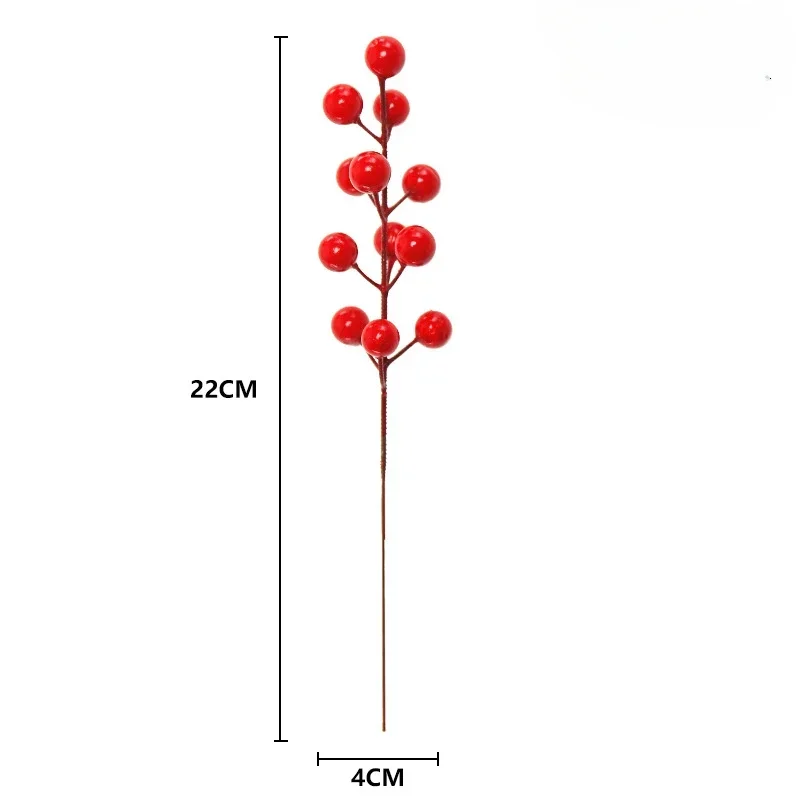 クリスマス用の人工松の枝,10個,ホリーベリー,赤いベリーの枝,木の花輪,ギフトの装飾