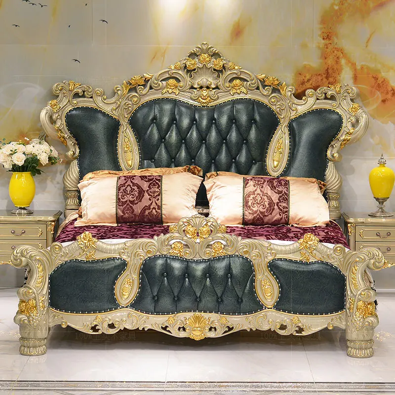 سرير مزدوج خشبي حديث لغرفة نوم الملك منزل فاخر جميل إطار سرير كوين إسكندنافي طاولة جانبية مزدوجة صندوق كاما أثاث منزلي