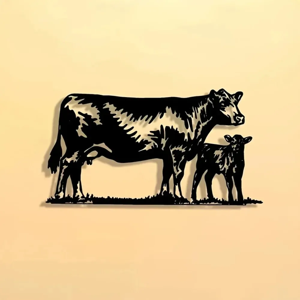 

Farmhouse Aluminum Cow Calf Metal Wall Art Decor Vintage Abstract Style Home Indoor Outdoor Hanging Ornament