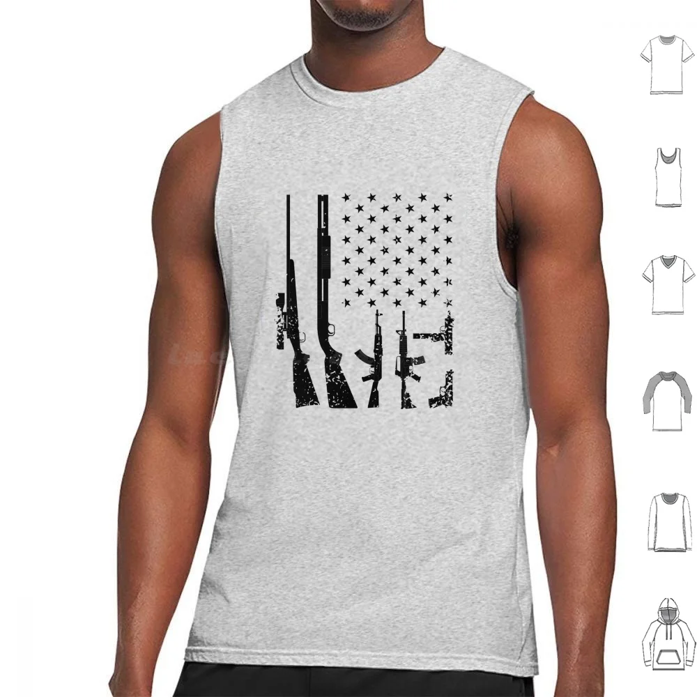 Gun Rights Weaponry Flag Design I Patriotic Military Tank Tops Print Cotton Gun Rights Weaponry Flag Design Patriotic