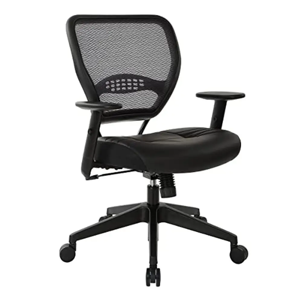 

Mesh Sided Eco Leather Mid-Back Chair 2-to-1 Synchro Tilt Control Adjustable Arms Pneumatic Seat Height Adjustment Angled &