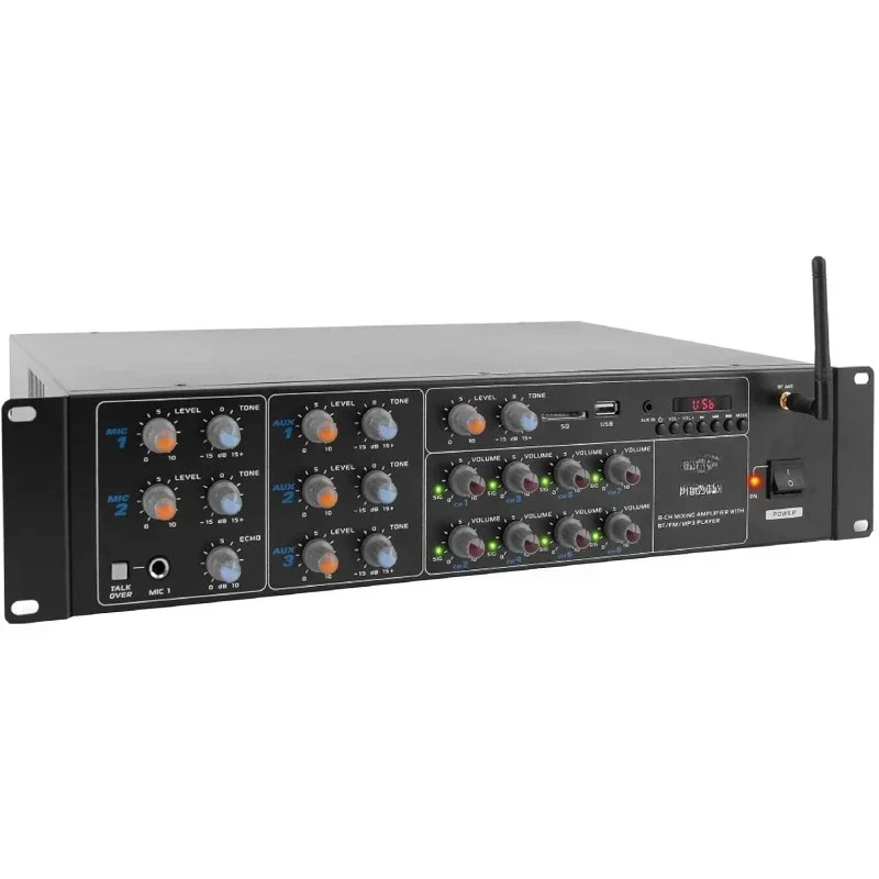 Hot Sellers.8-Channel Wireless Bluetooth Power Amplifier - 4000W Rack Mount Multi Zone Sound Mixer Audio Home Stereo Receiver.NE