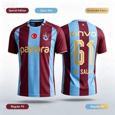 2026 Trabzonspor Salah Nr. 10 Fan Sommer-Fan-Stil Outdoor-Sport-T-Shirt Atmungsaktiv Schnelltrocknend 3D-Druck Eltern-Kind-T-Shirt – Detail 1