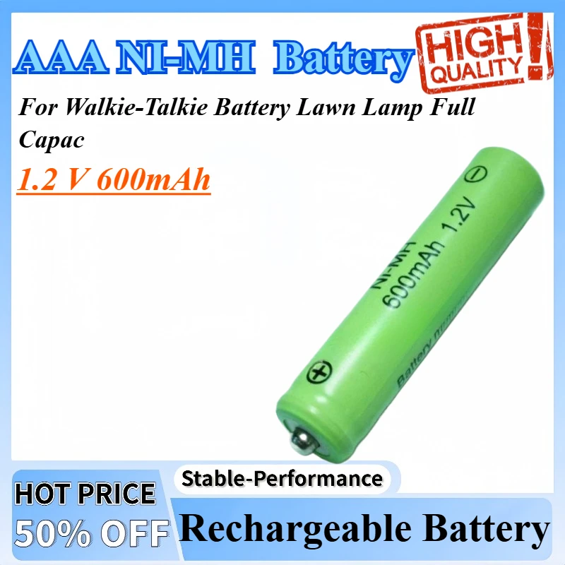 

High Quality 1.2 V 600mAh AAA NI-MH Rechargeable Battery For Walkie-talkie Battery Lawn Lamp Full Capac