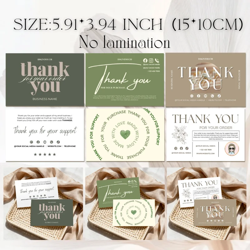 

Thank You for Your Order Cards 10x15cm Premium 300gsm Art Paper Customizable Business Thank You For Your Purchase cards