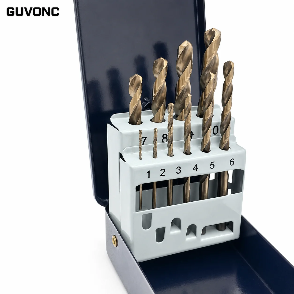 Twist Drill Bit Set 10PCS 1-10mm HSS 135 Degree Split Point Round Shank for Metal Wood Plastic with Metal Case DIY Workshop