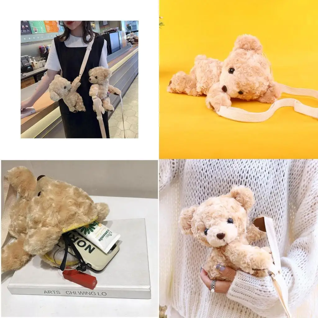 

R1WE Girls Doll Shoulder Bag Women's Mini Bear Crossbody Bag Female Dating Bag Bear Bag Coin Purse Bag