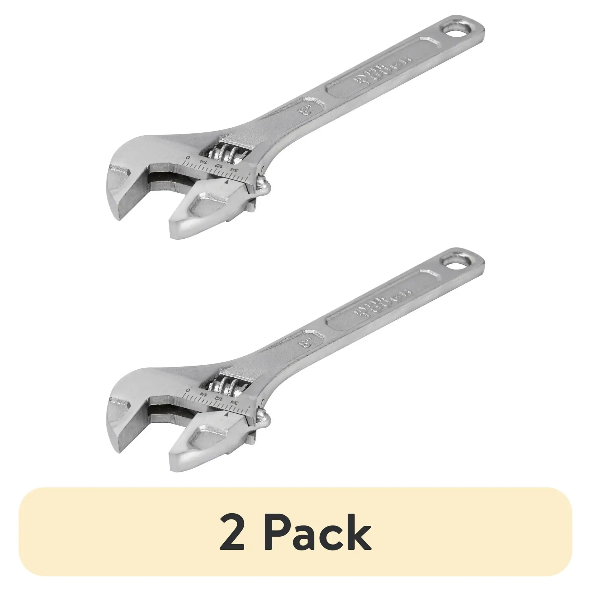 

(2 pack) Hyper Tough 8-inch Adjustable Wrench, Steel Construction, Model 43180