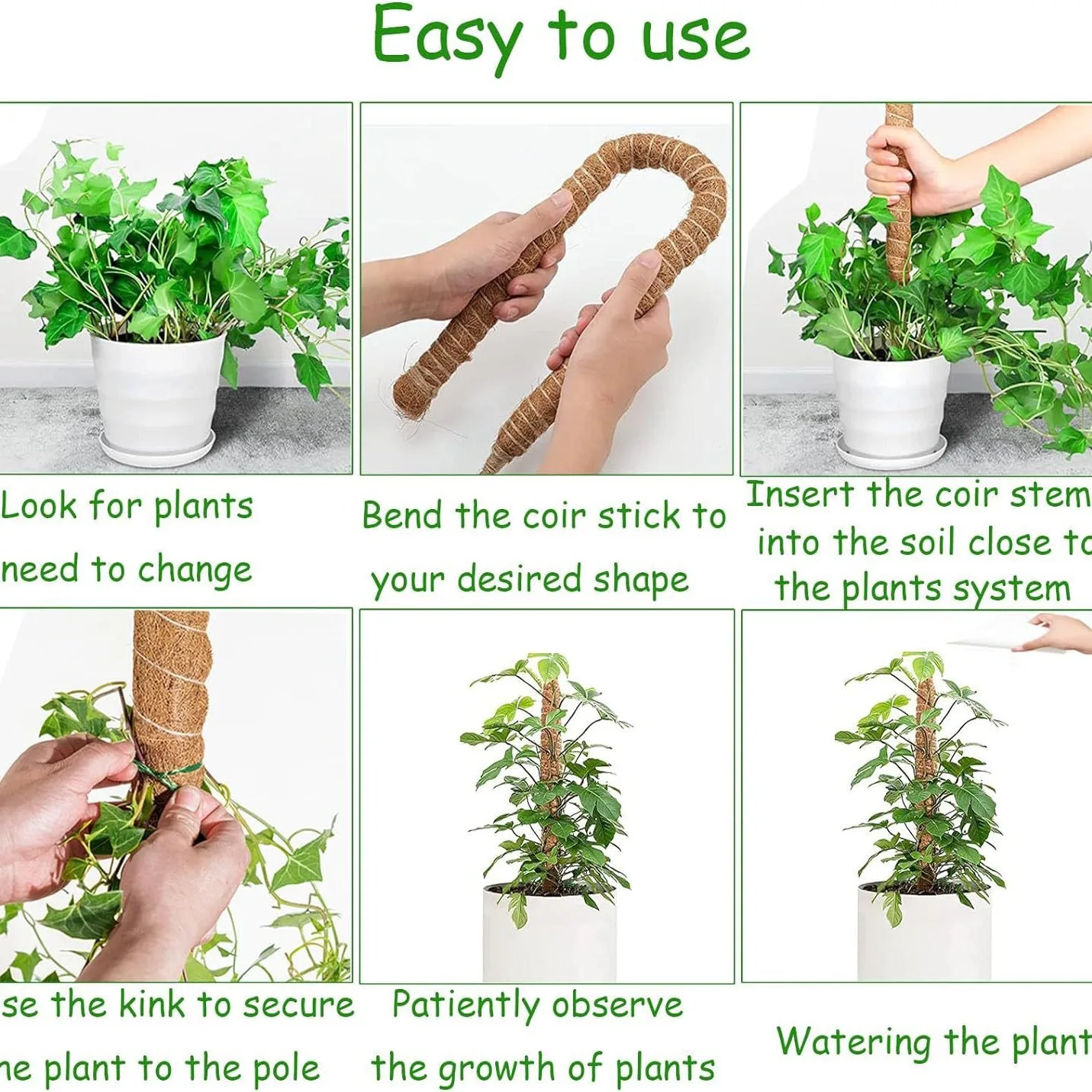 Twine Bottom Climbing Vine Support Can Be Bent and Shaped Green Tree Garden Pillar Deformed Coconut Stick Plant Climbing 1 Piece