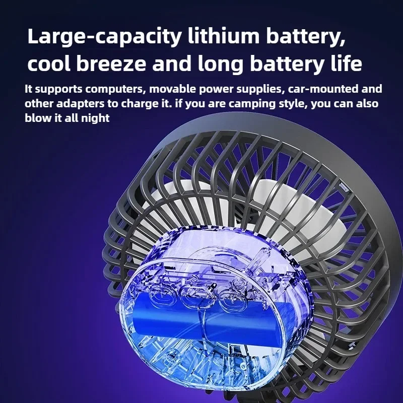 Superior Folding Electric Fan Student Desktop Folding Light Cooling Fan Outdoor Camping Wall Hanging USB Charging Portable Ceili