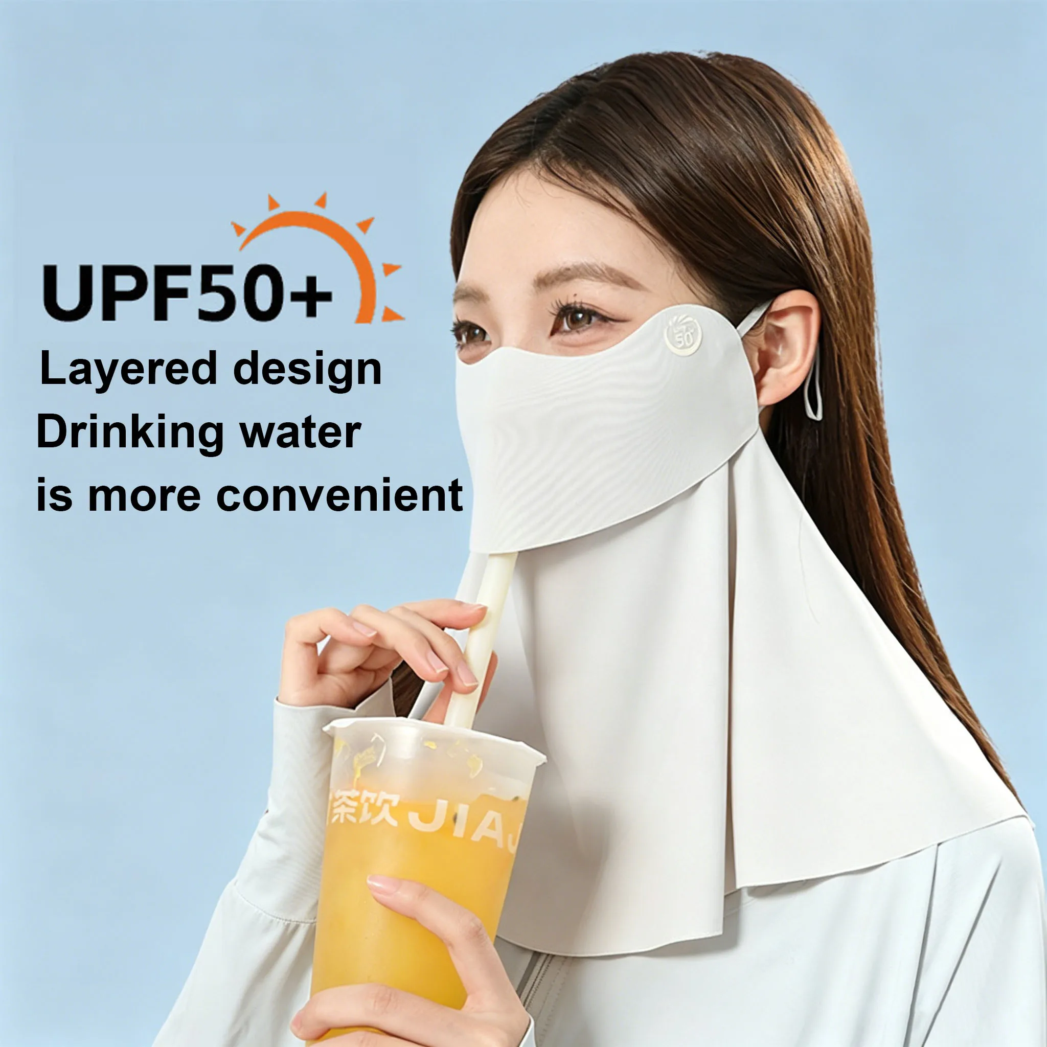 Drinking Water, Neck Protection, Sun Protection, Ice Silk Mask, No Trace, UV Protection, Cycling, Breathable and Sunshade