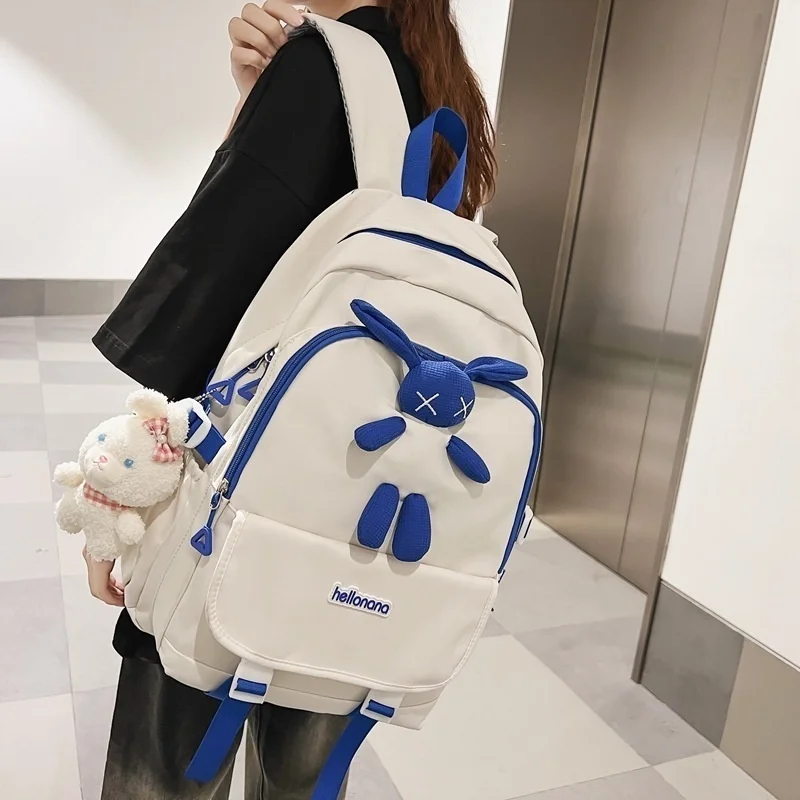 Mochila Escolar de Nylon Impermeável Dos Desenhos Animados, Mochilas Femininas Bonitos, Multi-Bolso, Grande Capacidade, Pacote de Livro de Viagem,
