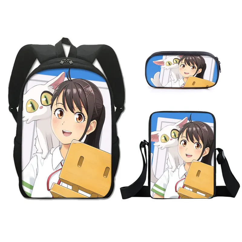 3pcs/set Suzume no Tojimari Schoolbag Backpack Boys Girls Primary Middle School Students Schoolbag Laptop Bag Crossbody bag