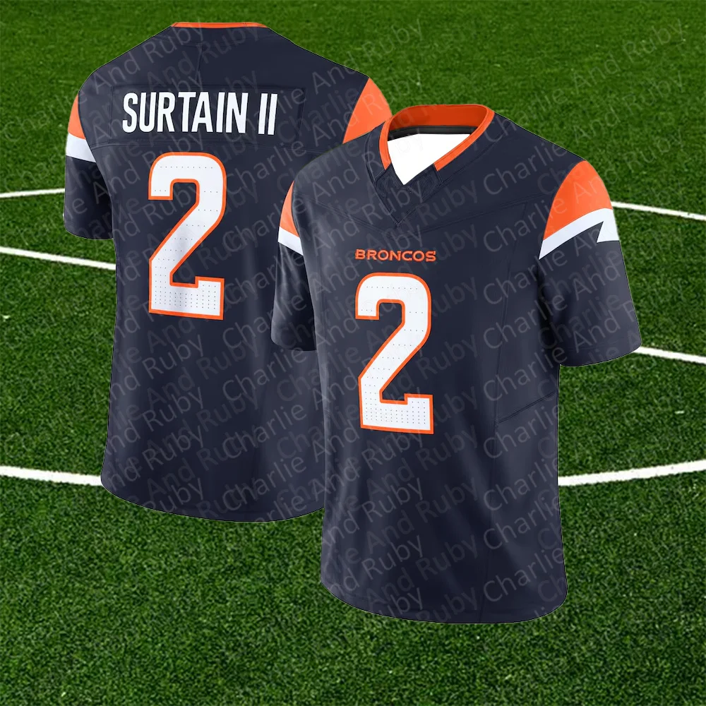 Jersey No.2/31/33 Patrick Surtain II Justin Simmons Javonte Williams Denver Broncos Jersey Trend Fashion Retro Art Clothing Top