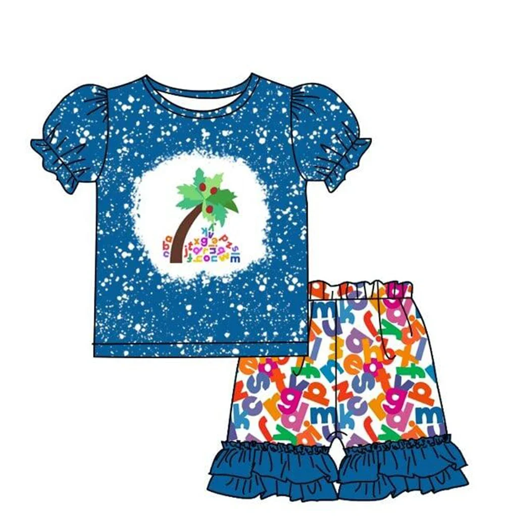 Ropa de regreso a la escuela para niños, vestido de perlas con elementos de letras coloridas, ropa de bebé linda, leche personalizada